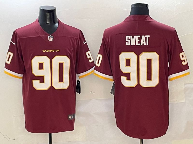 Men Washington Commanders 90 Sweat Red Second generation 2025 Nike Limited NFL Jersey style 1